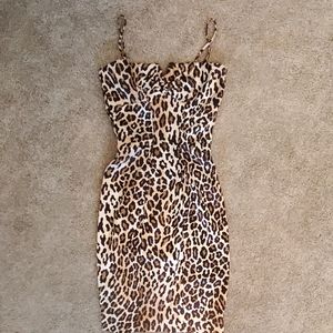 Cache satin leopard print dress